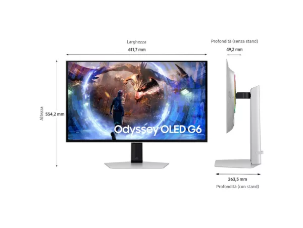 Samsung LS27DG600SUXEN Odyssey G6 Moniteur de jeu QHD Slim OLED de 27 pouces - Argent – Image 11