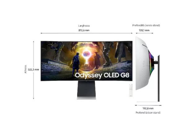 Samsung LS34DG850SUXEN Odissey G8 Moniteur OLED incurvé 34'' avec écran LCD - argent – Image 2